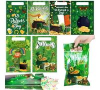 Skyygemm 150 bolsas de regalo del día de San Patricio de 6.5 x 9.7 pulgadas, bolsas de regalo de trébol de la suerte, bolsas de dulces irlandeses de la suerte, bolsas de envoltura de trébol para