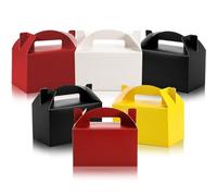 Skyygemm 24 cajas de regalo de fiesta de regreso a clases, coloridas cajas de regalo de papel para dulces y pasteles, decoración de cumpleaños, boda, fiesta, 6 x 3.5 x 3.5 pulgadas (multicolor)