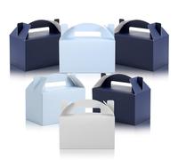 Skyygemm 24 cajas de regalo de fiesta de regreso a clases, coloridas cajas de regalo de papel para dulces y pasteles, decoración de cumpleaños, boda, fiesta, 6 x 3.5 x 3.5 pulgadas (azul marino)