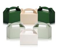 Skyygemm 24 cajas de regalo de fiesta de regreso a clases, coloridas cajas de regalo de papel para dulces y pasteles, decoración de cumpleaños, boda, fiesta, 6 x 3.5 x 3.5 pulgadas (verde salvia)
