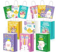 Skyygemm 30 bolsas de papel de regalo de Pascua para niños, bolsas de golosinas de conejo con asas, regalos de fiesta de Pascua, bonitas bolsas de dulces a granel, caza de huevos de Pascua para