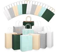 Skyygemm 32 bolsas de regalo de papel a granel con asa, bolsas de regalo de fiesta de papel kraft de colores surtidos de 8.66 x 6.3 x 3.15 pulgadas, bolsas pequeñas de regalo para decoración de