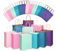 Skyygemm 32 bolsas de regalo de papel kraft de colores surtidos a granel con asa, 8.66 x 6.3 x 3.15 pulgadas, bolsas pequeñas de regalo, bolsas de regalo para suministros de decoración de fiesta de