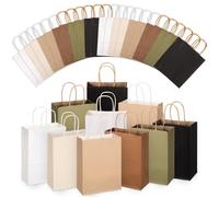 Skyygemm 32 bolsas de regalo de papel kraft de colores surtidos a granel con asa, 8.66 x 6.3 x 3.15 pulgadas, bolsas pequeñas de regalo, bolsas de regalo para suministros de decoración de fiesta de