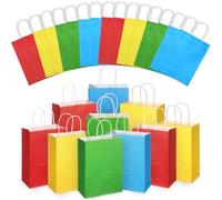 Skyygemm 32 bolsas de regalo de papel kraft de colores surtidos de Navidad a granel con asa, 8.66 x 6.3 x 3.15 pulgadas, bolsas pequeñas de regalo, bolsas de regalo para suministros de decoración de