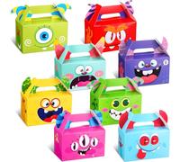 Skyygemm 48 cajas de regalo de monstruo, cajas de regalo de fiesta de monstruos, cajas de regalo de fiesta de monstruos, cajas de regalo de dulces con asa para galletas, fiesta de cumpleaños, escuela,
