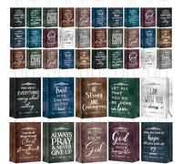 Skyygemm Bolsas de regalo religiosas de Navidad con versículos de la Biblia a granel, regalo inspirador, bolsas de regalo cristiano, bolsas de regalo de agradecimiento con asas para iglesia, oficina