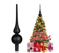 SKYYUE Punta de Árbol de Navidad Vidrio, Negro Adorno Punta Arbol Navidad Topper de Árbol de Navidads Cristal 26cm, Estrella ArboL Navidads para Decoración Fiesta Navideña (Negro Mate)