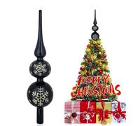 SKYYUE Punta de Árbol de Navidad Vidrio, Negro Adorno Punta Arbol Navidad Topper de Árbol de Navidads Cristal 31cm, Estrella ArboL Navidads para Decoración Fiesta Navideña (Negro Oro)