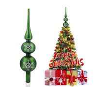 SKYYUE Punta de Árbol de Navidad Vidrio, Verde Adorno Punta Arbol Navidad Topper de Árbol de Navidads Cristal 31cm, Estrella ArboL Navidads para Decoración Fiesta Navideña (Verde Plateado)