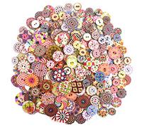 Skyzone 300 Botones Redondos de Madera, Botones de artesanía Retro Botones de Madera Coloridos Botones Decorativos de Colores y tamaños Mixtos para Coser (15 mm, 20 mm y 25 mm, 100 Piezas Cada uno)