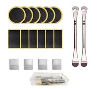 Skyzone Kit de reparación de pinchazos de bicicleta, 18 piezas, autoadhesivos, sin pegamento, parches de reparación de pinchazos con raspadores de metal, caja de almacenamiento portátil para