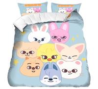 SKZOO Juego De Ropa De Cama, SKZOO Funda De Edredón De 135 x 200 cm, Funda Almohada 75 x 50cm 2 Piezas, para Fans de Grupo Musical Masculino Coreano