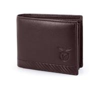Sl Benfica Cartera de Cuero, 12,5x9x2 cm. Múltiples ranuras para Tarjetas y Dos Solapas con ventana para Documentos Foto. Compartimento para billetes. Protección RFID., marrón, 12,5 x 9 x 2 cm,