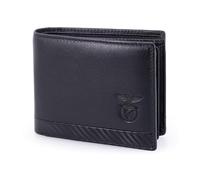 Sl Benfica Cartera de Cuero, 12,5x9x2 cm. Múltiples ranuras para Tarjetas y Dos Solapas con ventana para Documentos Foto. Compartimento para billetes. Protección RFID., Negro , 12,5 x 9 x 2 cm,