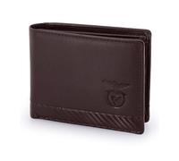 SL Benfica Cartera de Piel y Carbono, con Monedero, 10 x 8,5 x 1,5 cm. Múltiples ranuras para tarjetas. Compartimento para billetes. Protección RFID. negro, marrón, marrón, 10 x 8,5 x 1,5 cm,