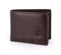 SL Benfica - Cartera de piel y carbono, con monedero, 12 x 8,5 x 2 cm. Múltiples ranuras para Tarjetas y Solapa con ventana para Documentos Foto. Compartimento para billetes., marrón, 12 x 8,5 x 2 cm,