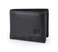 SL Benfica - Cartera de piel y carbono, con monedero, 12 x 8,5 x 2 cm. Múltiples ranuras para Tarjetas y Solapa con ventana para Documentos Foto. Compartimento para billetes., Negro , 12 x 8,5 x 2