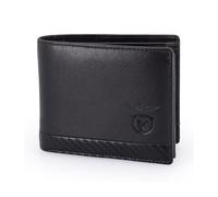 SL Benfica Cartera de piel y carbono, Lengüeta interior, 11x9x2cm. Monedero. Ranuras para Mapas y Rabat, ventana para Documentos Foto. Compartimento para billetes., Negro , 11 x 9 x 2 cm, Cartera SL