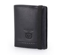 SL Benfica - Cartera elástica de piel y carbono, 10,5 x 7,5 x 1,5 cm. Múltiples ranuras para Tarjetas y Solapa con ventana para Documentos Foto. Compartimento para billetes., Negro , 10,5 x 7,5 x 1,5