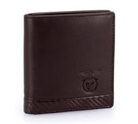 SL Benfica - Portatarjetas de piel y carbono con monedero interior, 10,5 x 9 x 2 cm. Compartimento para billetes. Protección RFID. negro, marrón, marrón, 10,5 x 9 x 2 cm, Contemporáneo