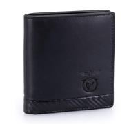 SL Benfica - Portatarjetas de piel y carbono con monedero interior, 10,5 x 9 x 2 cm. Compartimento para billetes. Protección RFID. negro, marrón, Negro , 10,5 x 9 x 2 cm, Contemporáneo