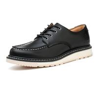 SL-Saint Hecho a Mano de los Hombres Suave Moc Toe Botas con Estilo clásico Goodyear-Welted Zapatos de Cuero de Vaca (Negro, Adulto, Hombre, 41, Números, Sistema Tallas Calzado EU, Mediano)