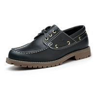 SL-Saint Hecho a Mano Hombre Clásico Barco Zapatos Moc Toe Náuticos Cordones Piel Plena Flor Cómodo Moda (Azul, Adulto, Hombre, 46, Números, Sistema Tallas Calzado EU, Ancho)