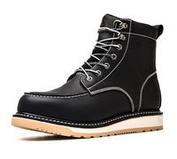 SL-Saint Hecho a mano suave Moc Toe impermeable Buen año-acabado Botas 6'' Clásico Moda (Negro Cuña Suela, Adulto, Hombre, 41, Números, Sistema tallas calzado EU, mediano)