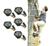 Slackers Ninja Treeclimbers Set de Escalada - 5 peldaños de árbol con Cinta de Agarre Antideslizante & 4 asideros de Escalada - Ayuda de Escalada para niños & familias