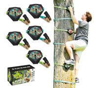 Slackers Ninja Treeclimbers Set de Escalada - 5 peldaños de árbol con Cinta de Agarre Antideslizante & 4 asideros de Escalada - Ayuda de Escalada para niños & familias