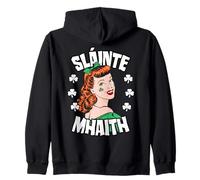 Slainte Mhaith Día de San Patricio Pelirroja Irlandesa Pop Art Girl Sudadera con Capucha