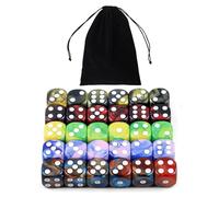 SLAKOZYT 30 dados de 16 mm D6 acrílico, dados de color para juegos de dados DND RPG, juegos como Tenzi, Yahtzee, lecciones de matemáticas