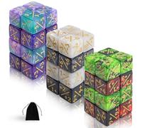 SLAKOZYT Juego de Dados Magic The Gathering Glitter Sparkle, Dados de Token con Brillo y Chispa, Starry Marble D6 (48 Noche Estrellada, Lila, Rojo, Verde, Negro y Blanco)