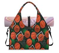 Slam Dunk - Bolsa de deporte de baloncesto con compartimento para zapatos, estampado de baloncesto, fin de semana, bolsa de equipaje para gimnasio, yoga, viajes, color, L, Bolsa de viaje