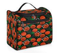 Slam Dunk Bolsa de maquillaje de viaje de baloncesto para mujeres, hombres, niños, niñas, niños, impresión de baloncesto de 11.2 L, bolsa de aseo para cosméticos, bolsa de lavado colgante, bolsa de