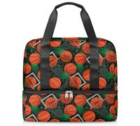 Slam Dunk - Bolsa deportiva de baloncesto para mujeres, hombres y niños, impresión de baloncesto Kirls, bolsas de fin de semana, bolsas de noche separadas para mojado, bolsa de mano de 21 L para