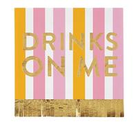 Slant Collections Servilletas de papel con flecos para fiesta de cumpleaños, 20 unidades, Drinks On Me