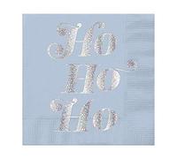 Slant Collections Servilletas de papel de cóctel navideño, 20 unidades, Ho Ho Ho- azul