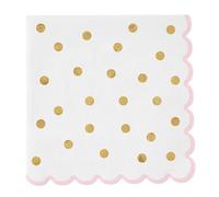 Slant Collections Servilletas de papel festoneadas para fiesta de cumpleaños, 20 unidades, lunares dorados