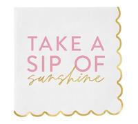 Slant Collections Servilletas de papel festoneadas para fiesta de cumpleaños, 20 unidades, sorbo de sol