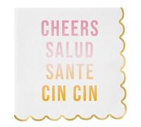 Slant Collections Servilletas de papel festoneado para fiesta de cumpleaños, 20 unidades, Cheers