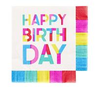 Slant Collections Servilletas de papel para bebidas/cócteles, 16 unidades, 5 x 5 pulgadas, feliz cumpleaños