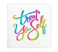 Slant Collections Servilletas de papel para bebidas/cócteles, 5 x 5 pulgadas (20 unidades), Treat Yo Self