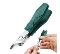 Slanted Nail Clippers, Curved Pedicure Tool, Heavy Duty Trimmer, Anti-Splash Blade Design, Ergonomic Grip Handle, Silver Finish, Household Salon Travel Use, 10.2x1.8cm Green Black