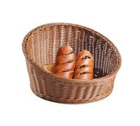 Slanted Woven Basket, Wicker Bread and Fruit Display, Tabletop Food Holder, Large/Medium/Small, Multipurpose Organizer Tray for Keys, Wallets, Candy, and Cookies
