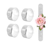 Slap Wrist Corsage Bracelet - 4 Pack 22mm Clasp Flower Wristband | Wedding Bouquet Decor Clap Bridesmaid Wristlet With Cutout Template | Diy Prom Corsage For Bridal Shower | 100g