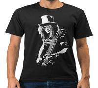 Slash Rock Icon Caricature Mens T-Shirt 100% Cotton Casual Tops Tees Black XL