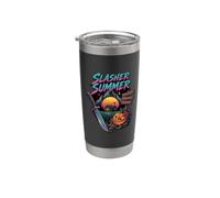 slasher, verano, terror, retro, años 80 Vaso térmico de acero inoxidable de doble pared