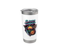 slasher, verano, terror, retro, años 80 Vaso térmico de acero inoxidable de doble pared